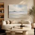 Misty Distant Ridges Minimal Landscape Wall Art Canvas Print - Image 6