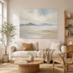 Misty Distant Ridges Minimal Landscape Wall Art Canvas Print - Image 7
