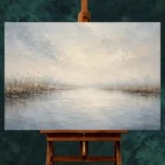 Misty Marsh Reflection Minimal Landscape Wall Art Canvas Print - Image 2