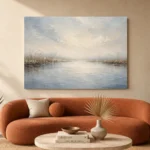 Misty Marsh Reflection Minimal Landscape Wall Art Canvas Print - Image 3
