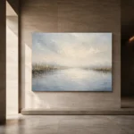 Misty Marsh Reflection Minimal Landscape Wall Art Canvas Print - Image 5