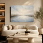 Misty Marsh Reflection Minimal Landscape Wall Art Canvas Print - Image 6