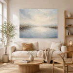 Misty Marsh Reflection Minimal Landscape Wall Art Canvas Print - Image 7