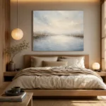 Misty Marsh Reflection Minimal Landscape Wall Art Canvas Print - Image 8