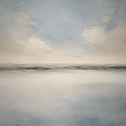 Quiet Mist Basin Minimal Landscape Wall Art Canvas Print