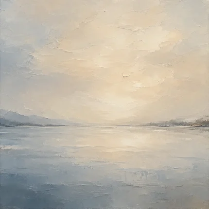 Luminous Still Lake Minimal Landscape Wall Art Canvas Print