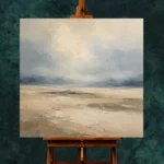Grounded Beige Field Minimal Landscape Wall Art Canvas Print - Image 2