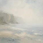 Misty Cliff Stillness Minimal Landscape Wall Art Canvas Print