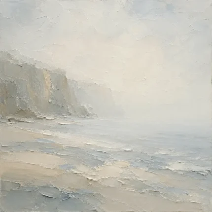 Misty Cliff Stillness Minimal Landscape Wall Art Canvas Print