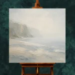Misty Cliff Stillness Minimal Landscape Wall Art Canvas Print - Image 2