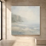 Misty Cliff Stillness Minimal Landscape Wall Art Canvas Print - Image 3