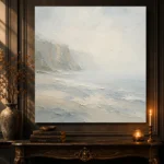 Misty Cliff Stillness Minimal Landscape Wall Art Canvas Print - Image 4