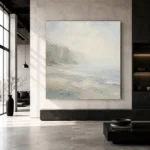 Misty Cliff Stillness Minimal Landscape Wall Art Canvas Print - Image 5