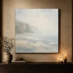 Misty Cliff Stillness Minimal Landscape Wall Art Canvas Print - Image 7