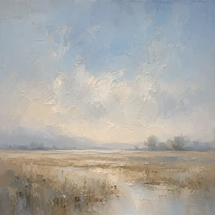 Pale Morning Plain Minimal Landscape Wall Art Canvas Print