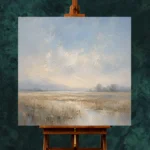 Pale Morning Plain Minimal Landscape Wall Art Canvas Print - Image 2