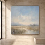Pale Morning Plain Minimal Landscape Wall Art Canvas Print - Image 3