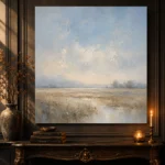Pale Morning Plain Minimal Landscape Wall Art Canvas Print - Image 4
