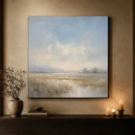 Pale Morning Plain Minimal Landscape Wall Art Canvas Print - Image 7