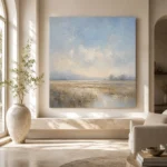Pale Morning Plain Minimal Landscape Wall Art Canvas Print - Image 8