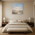 Pale Morning Plain Minimal Landscape Wall Art Canvas Print showcased in an elegant minimalist interior