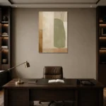 Serene Sage Japandi Minimalist Wall Art Canvas Print displayed in a contemporary gallery-inspired room