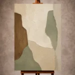 Sage and cedar Minimalist Wall Art print featuring abstract Japandi forms for elegant interiors