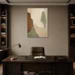 Sage and Cedar Japandi Minimalist Wall Art Canvas Print displayed in a contemporary gallery-inspired room