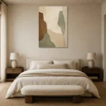 Sage and Cedar Japandi Minimalist Wall Art Canvas Print showcased in an elegant minimalist interior