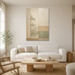 Sage Shoji Minimalist Wall Art Canvas Print styled in a refined neutral interior