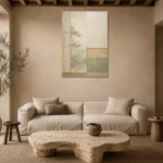 Sage Shoji Minimalist Wall Art Canvas Print presented in a sophisticated home setting