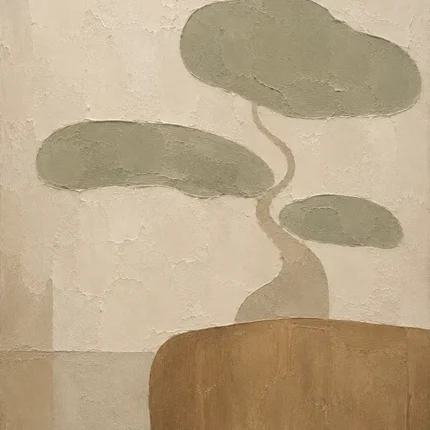 Sage Bonsai Minimalist Wall Art Canvas Print