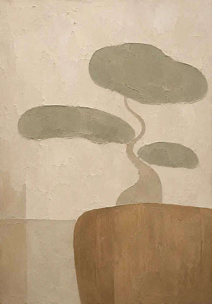Sage Bonsai Minimalist Wall Art Canvas Print