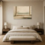 Sage Tea House Minimalist Wall Art Canvas Print showcased in an elegant minimalist interior