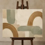 Cedar Arch Japandi Minimalist Wall Art Canvas Print displayed on a studio easel