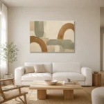 Cedar Arch Japandi Minimalist Wall Art Canvas Print styled in a refined neutral interior