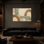 Cedar Arch Japandi Minimalist Wall Art Canvas Print shown in a warm modern interior