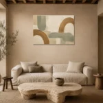 Cedar Arch Japandi Minimalist Wall Art Canvas Print presented in a sophisticated home setting