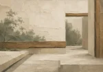 Sage Zen Courtyard Minimalist Wall Art Canvas Print