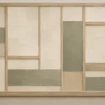 Sage Shoji Panel Minimalist Wall Art Canvas Print