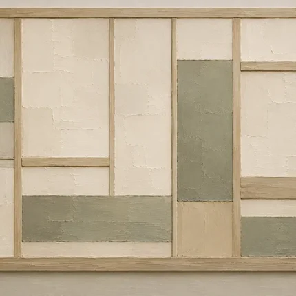 Sage Shoji Panel Minimalist Wall Art Canvas Print
