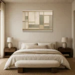 Sage Shoji Panel Minimalist Wall Art Canvas Print showcased in an elegant minimalist interior