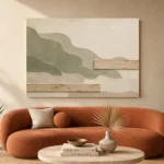 Moss Sage Japandi Minimalist Wall Art Canvas Print - Image 3