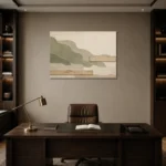 Moss Sage Japandi Minimalist Wall Art Canvas Print displayed in a contemporary gallery-inspired room