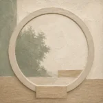 Sage Moon Gate Japandi Minimalist Wall Art Canvas Print