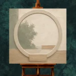 Sage Moon Gate Japandi Minimalist Wall Art Canvas Print - Image 2