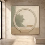 Sage Moon Gate Japandi Minimalist Wall Art Canvas Print - Image 3