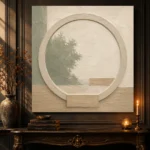 Sage Moon Gate Japandi Minimalist Wall Art Canvas Print - Image 4