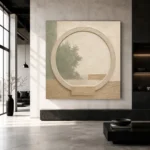 Sage Moon Gate Japandi Minimalist Wall Art Canvas Print - Image 5