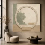 Sage Moon Gate Japandi Minimalist Wall Art Canvas Print - Image 6